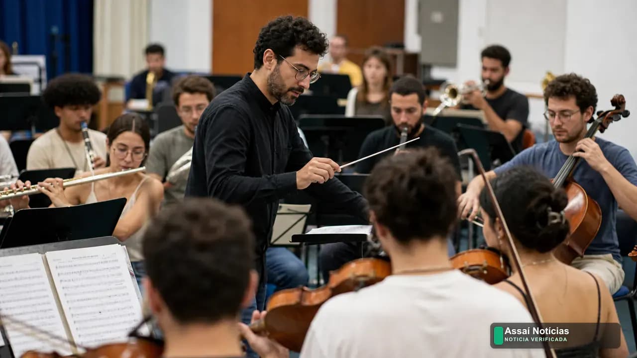 Cartaz do 46º Festival Internacional de Música de Londrina, com chamada para inscrições em cursos, oficinas e masterclasses