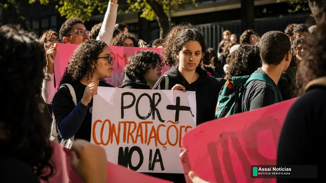 Estudantes da Unicamp reunidos em espaço improvisado durante protesto por melhores condições nos cursos de artes