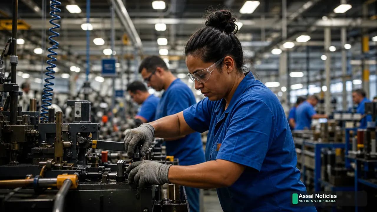 Carteira de trabalho e gráficos sobre geração de empregos formais no Brasil