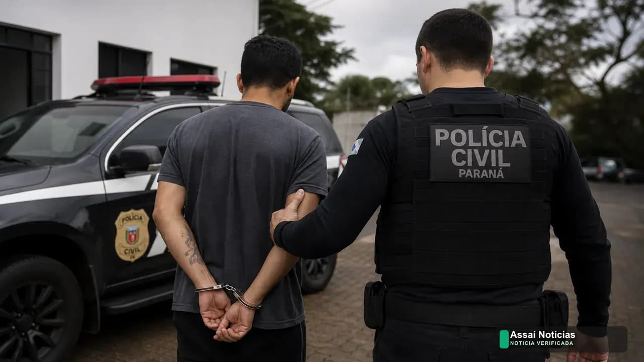 Viatura da Polícia Civil durante operação em São Sebastião da Amoreira