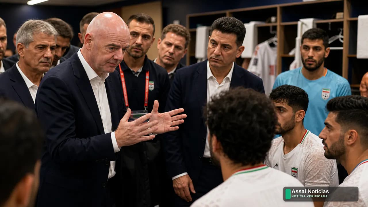 Presidente da Fifa conversa com jogadores do Irã no vestiário após jogo da Copa do Mundo em Los Angeles
