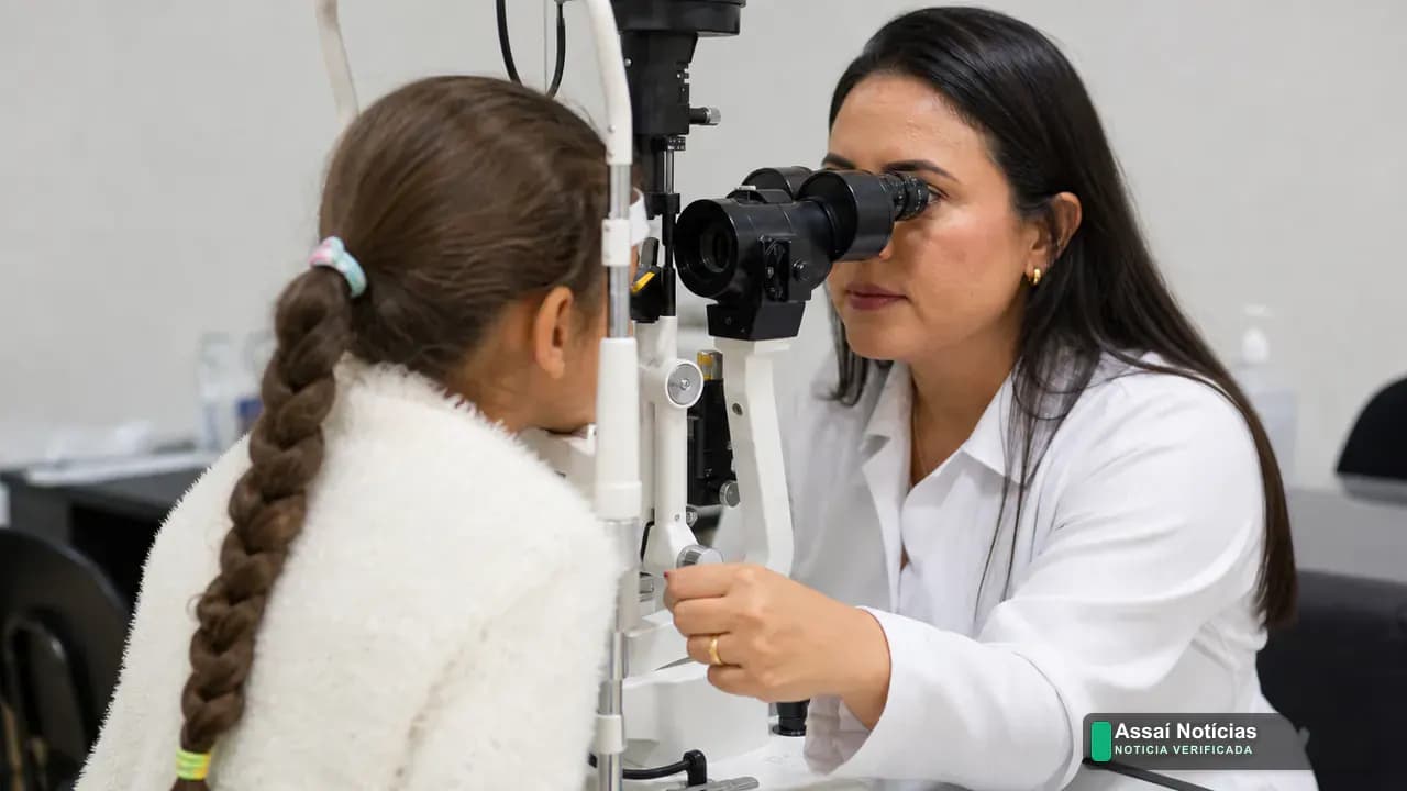 Estudante em atendimento oftalmológico gratuito pelo Projeto Bons Olhos Paraná em Assaí