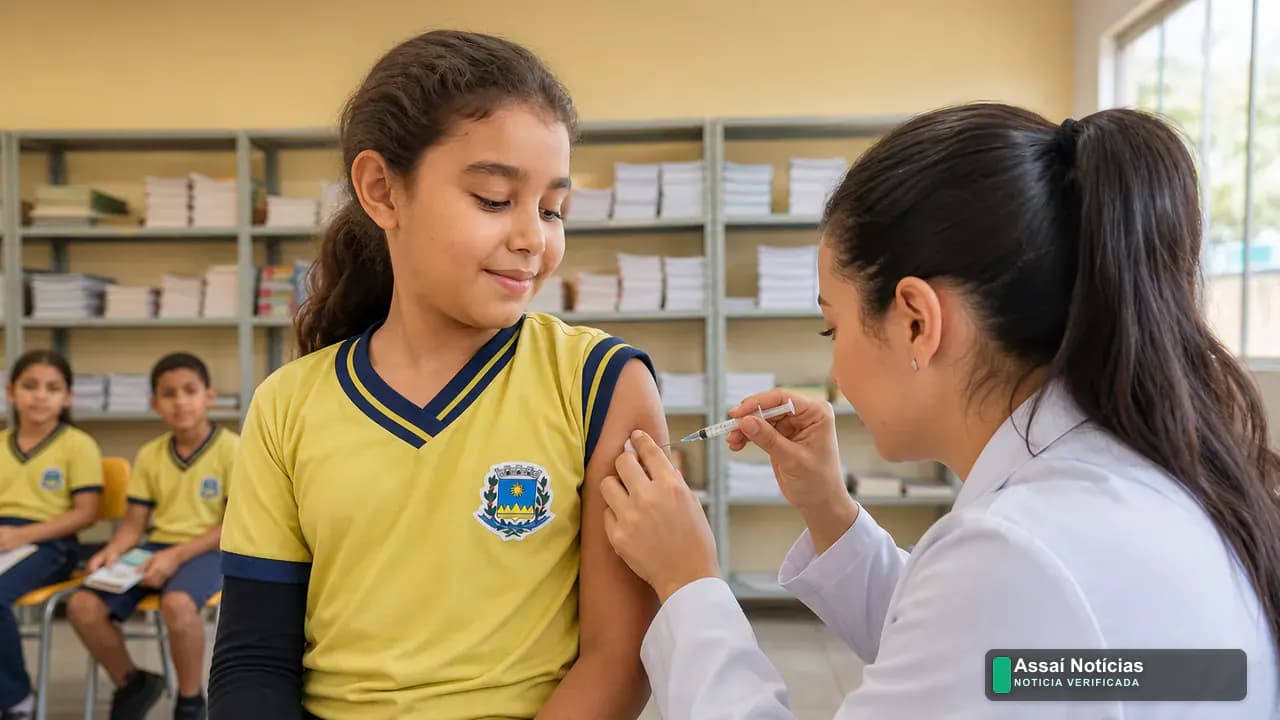 Vacinação contra a gripe em escola de Assaí
